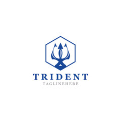 Trident Poseidon Logo, Spear Simple Vintage Template Design i
