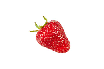 red fresh single strawberry isolated on white or transparent png
