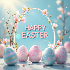 easter card with eggs and flowers