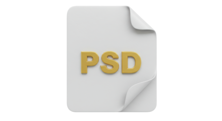Isolated Golden PSD File Icon with Curled Edge