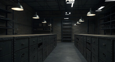Atmospheric Industrial Interior Featuring Dark Furnishings And Exposed Ductwork