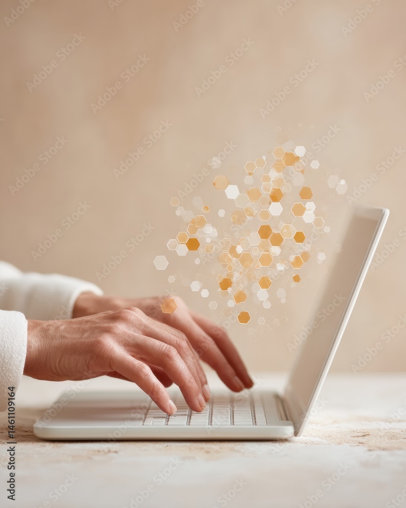 Poster Minimalist Digital Workflow Ethereal Connectivity and Soft Tech Aesthetic - Elegant Wireless Productivity for Modern Professionals with Intuitive Design