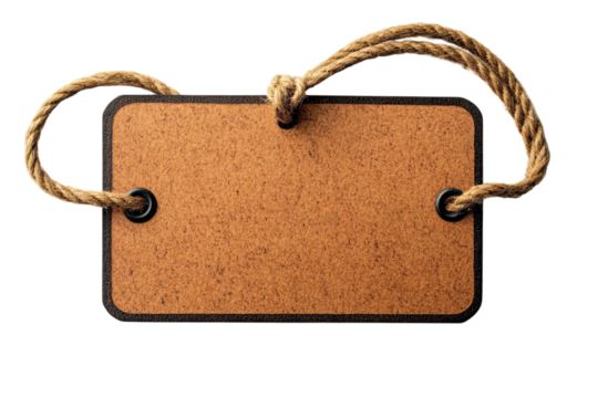Cork tag with rope on black