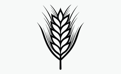 wheat ear silhouette, Ear of Wheat, Barley or Rye, Vector icon isolated on white background