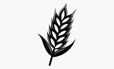 wheat ear silhouette, Ear of Wheat, Barley or Rye, Vector icon isolated on white background