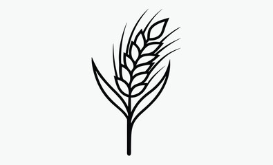 wheat ear silhouette, Ear of Wheat, Barley or Rye, Vector icon isolated on white background
