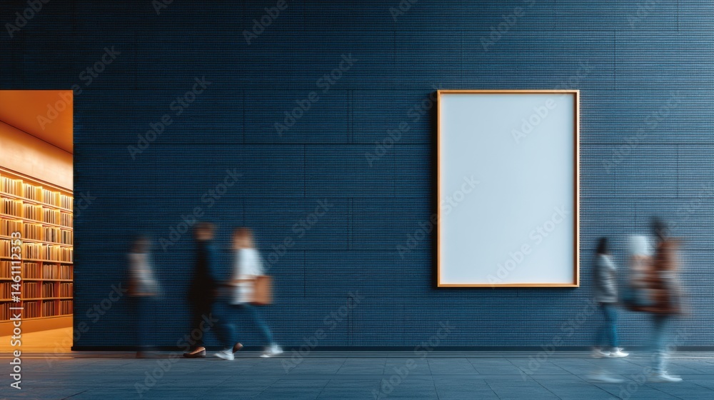 Aufkleber dynamic learning mockup navy brick academic environment with motion-blurred interaction - innovative