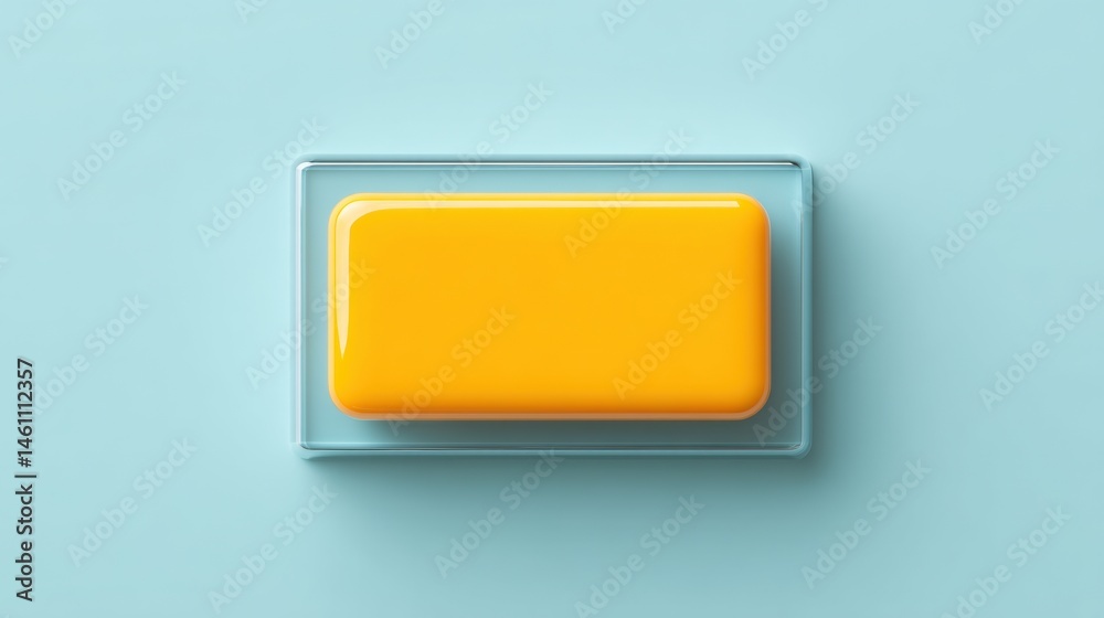 Aufkleber Minimalist UI/UX Help Button Design Vibrant Orange Interaction Element on Soft Azure Background - Digital Experience Optimization for Modern Interfaces