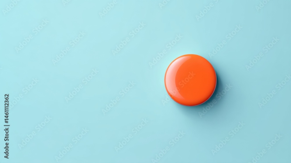 Poster Minimalist UX/UI Help Interface Vibrant Soft Azure Mockup with Bold Orange Assistance Button - Digital Design Trend in User-Centric Interactive Experiences