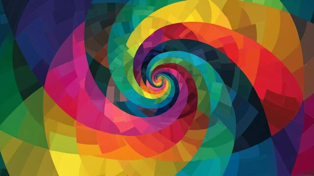Vibrant abstract geometric spiral design featuring bold colors and dynamic patterns - Powered by Adobe