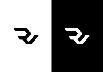 RV, VR initial letters monogram logo