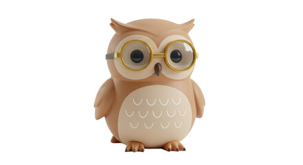 Isolated Cartoon Owl with Round Glasses