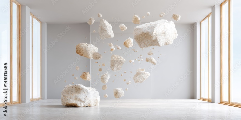 Leinwandbilder Spatial Deconstruction Abstract Geological Fragments in Minimalist Architecture - Immersive Material Science Visualization for Design Innovation