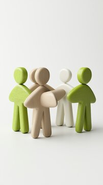Team Huddle: Collaboration and Unity Concept with Wooden Figures collaboration unity teamwork huddle