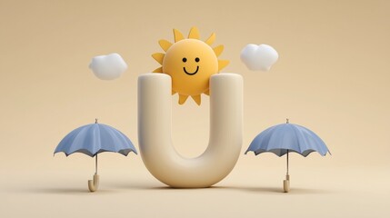 Letter U for Umbrella – Alphabet for Kids, Educational Learning Poster