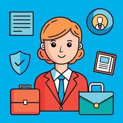 Professional woman with briefcase and documents.