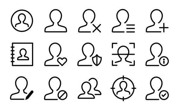 User icon pack, symbolizes identity access, user interaction, security, and personal data handling, ideal for UI design, apps, web platforms, and CRM