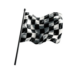 Fototapeta premium Racing Flag Waving in Victory Isolated on Transparent Background