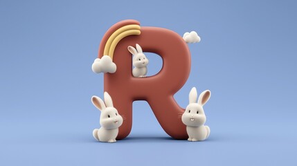Letter R for Rabbit – Alphabet for Kids, Educational Learning Poster