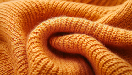Fototapeta premium Texture of orange knitted fabric as background