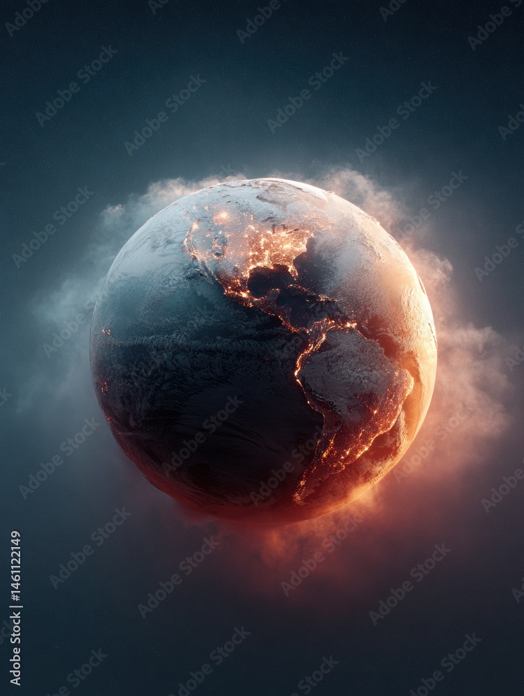 Aufkleber futuristic earth visualization climate crisis and global connectivity concept - immersive digital ma