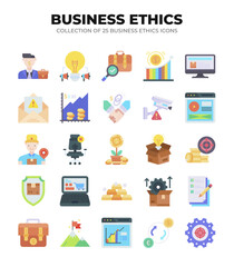 Collection of 25 Business Ethics Icons. A Visual Guide to Ethical Practices
