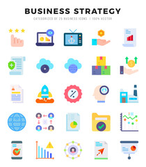 Business Strategy web icons in Flat style.