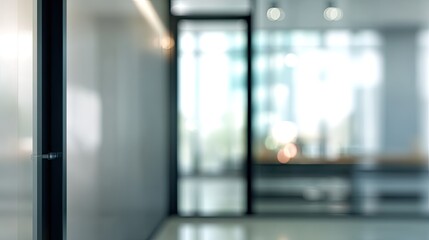 Office interior action modern workspace blurred background professional environment dynamic viewpoint