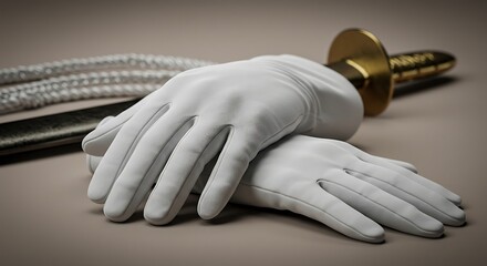 White gloves sword ceremonial weapon military honor guard equipment formal attire uniform accessories