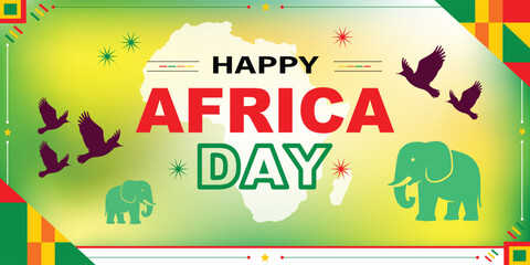 Happy Africa Day banner and card design with African themed pattern, colorful background | African themed cultural template design