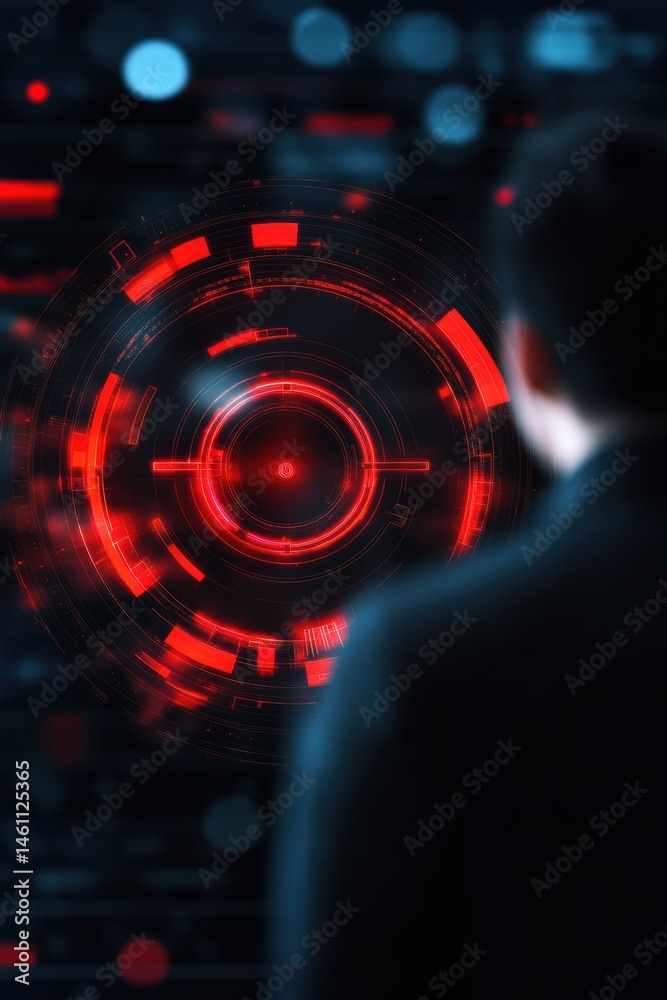 Aufkleber Cybernetic Defense HUD Next-Gen Augmented Reality Radar Interface Revealing Cutting-Edge Military Tech Visualization for Advanced Strategic Command Systems
