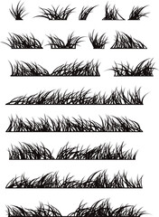 grass isolated silhouettes set collection