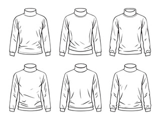 Elegant Turtleneck Shirt Line Art Vector for Fashion Illustration