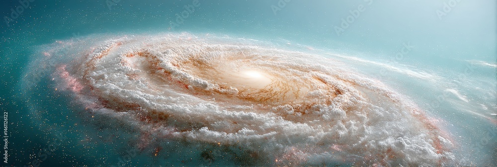 Poster cosmic architecture ultra-detailed spiral galaxy visualization for scientific media, exploring unive