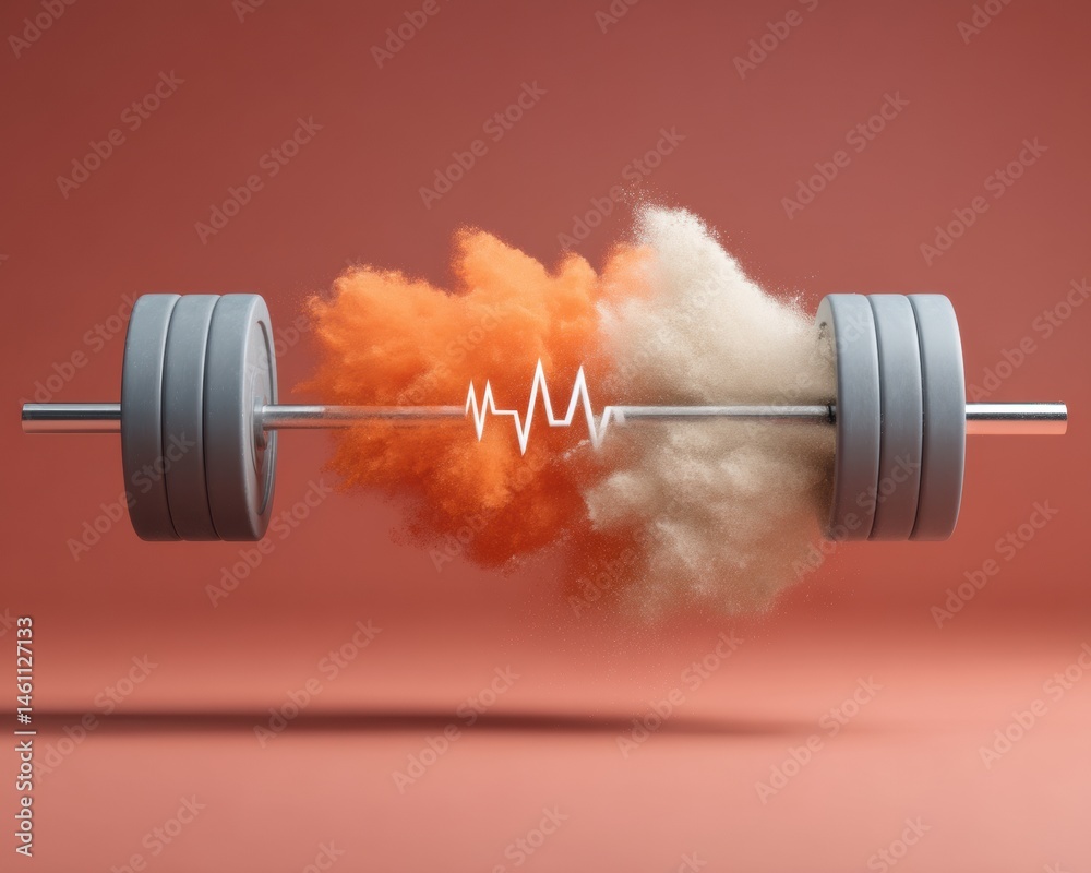 Aufkleber Digital Performance Optimization High-Intensity Fitness Tech Visualization of Metabolic Peak Training with Dynamic Biometric Motion Graphic Design