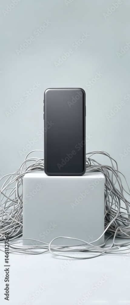 Poster digital detox revolution minimalist tech wellness solution - sleek smartphone escape from connectivi