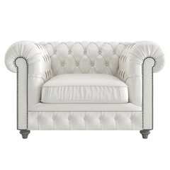 White Modern Armchair Front View – Isolated on Transparent Background