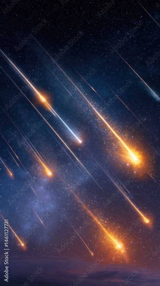 Leinwandbilder cosmic spectacle high-resolution meteor shower visualization - immersive astronomical experience for