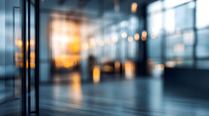 Obraz premium Business meeting ambiance modern office blurred interior urban environment warm lighting view