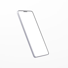 3D素材_スマートフォン_シルバー_白背景