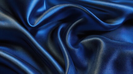 Fototapeta premium Abstract Dark Blue Silk Fabric Background with Folds and Highlights
