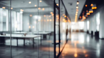 Dynamic office space with blurred backgrounds modern workspace professional environment contemporary view
