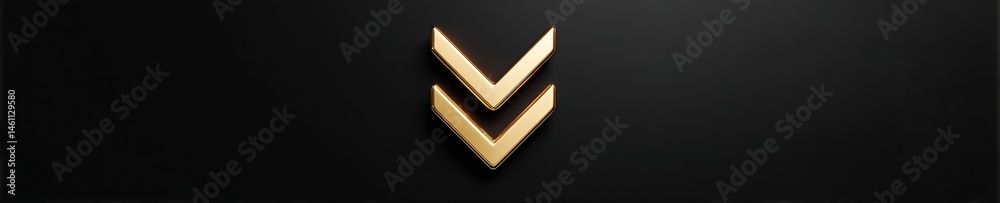 Poster Minimalist Gold Chevron Arrow Sleek Metallic UI Design Element for Digital Wayfinding, Premium Tech Branding and Elegant User Experience Signage