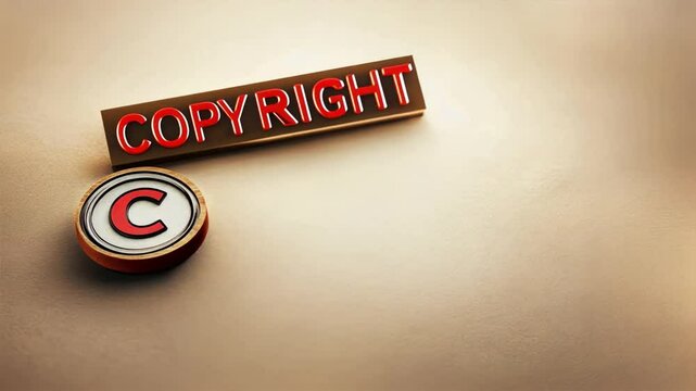 Word copyright on top with emblem symbol, showing powerful idea of intellectual property, copyright protection, ip rights guarding creativity and inventions