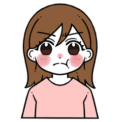 ほっぺを膨らませて怒る女性のイラスト