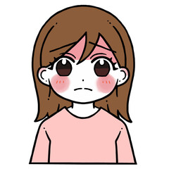 顔の赤い悲しむ女性のイラスト