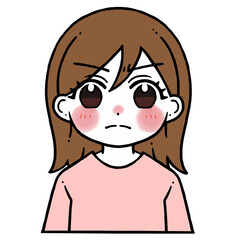 怒った顔の女性のイラスト