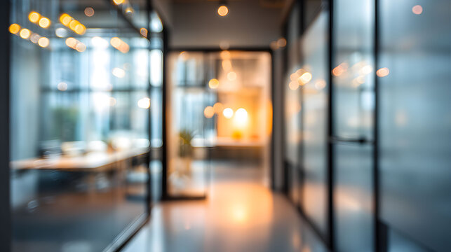 Dynamic office space modern workspace blurred background inspiring environment professional viewpoint