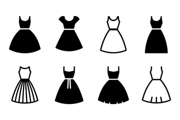 Fashionable dresses collection vector illustration