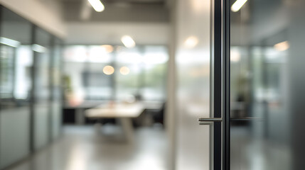 Office doorway view modern workplace blurred interior professional environment visual concept